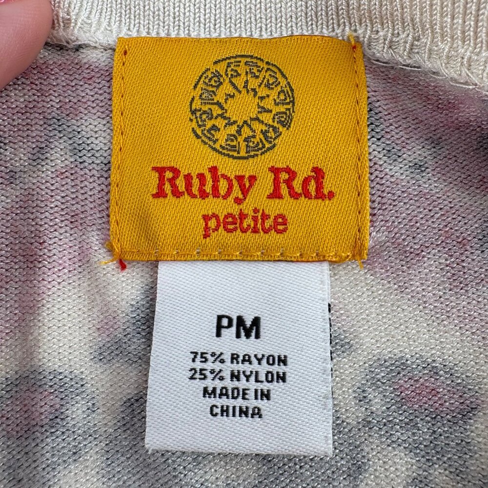 Ruby Rd. Petite‎ Womens Top PM Rayon/Nylon Blend Multicolor - Picture 2 of 4